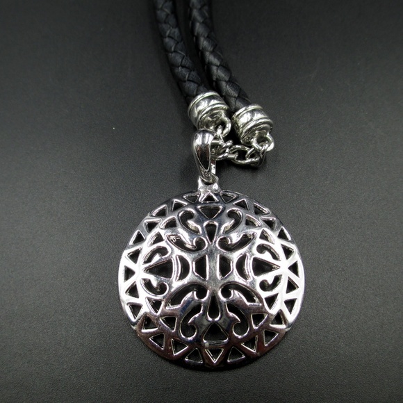 Gothic Pendant Black Leather Cord Necklace - Picture 2 of 6